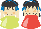 Två barn som streamar ljudböcker gratis.